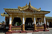 Myanmar - Mandalay, Kuthodaw Pagoda. 729 white pitaka pagodas contain the Tipitaka, the sacred texts of Theravada Buddhism. 